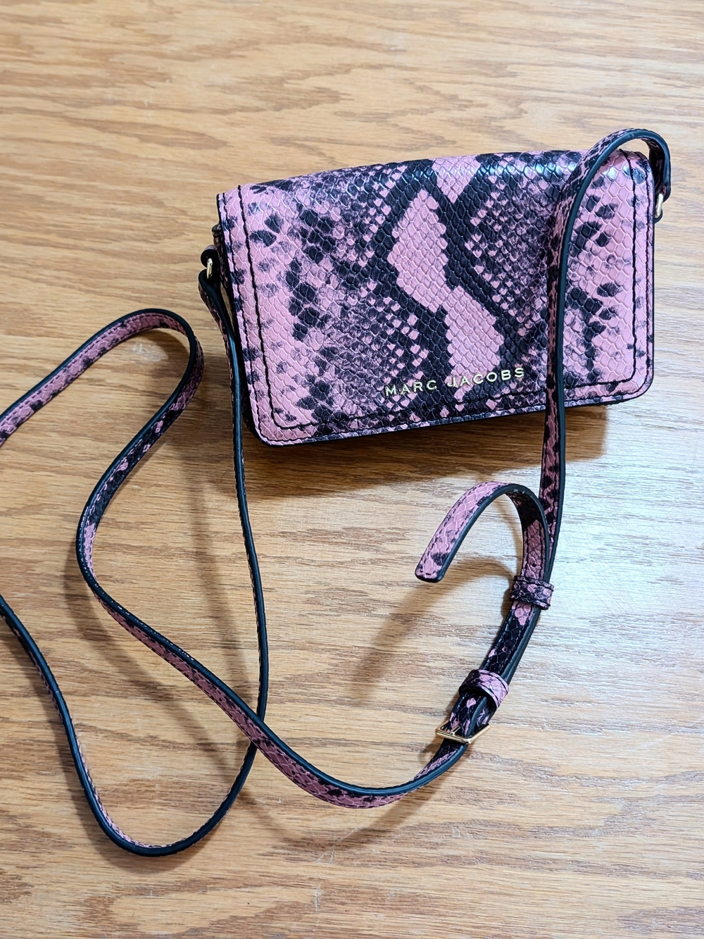 Marc Jacobs Pink and Black Python Embossed Crossbody Bag